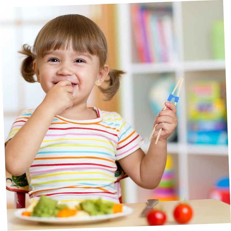 أغطية عيدان تناول الطعام القابلة لإعادة الاستخدام باللون الأزرق 5 قطع مع مشبك للتدريب والسفر - Image 5